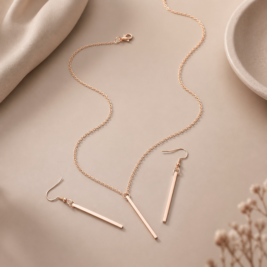 3pcs Set Fashionable Minimalist Alloy Rectangular Jewelry Set